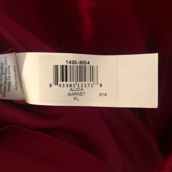 NWT Dress The Population Alicia Chiffon Lace Fit & Flare Midi Dress Garnet XL - Picture 11 of 11